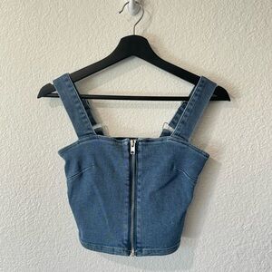 NWT Good American Zip Front Denim Top